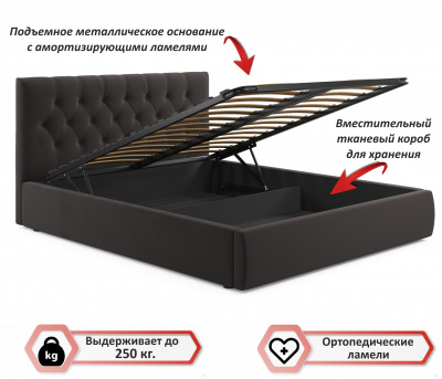 Купить мягкая кровать verona 1600 шоколад с подъемным механизмом | МебельСТОК