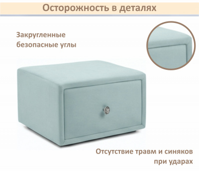 Мягкая прикроватная навесная тумба Mild мята пастель