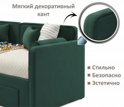Купить мягкая кровать эмили 900 c ящиками изумруд | МебельСТОК