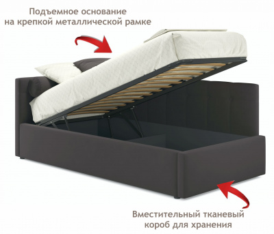 Купить односпальная кровать-тахта bonna 900 с защитным бортиком шоколад и подъемным механизмом | МебельСТОК