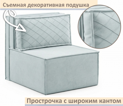 Мягкое дизайнерское кресло-кровать Слайд/Slide мята пастель