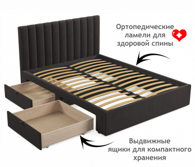 Купить мягкая кровать olivia 1600 шоколад с ящиками | МебельСТОК