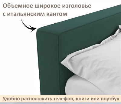 Купить мягкая кровать skandi 1600 изумруд с подъемным механизмом | МебельСТОК