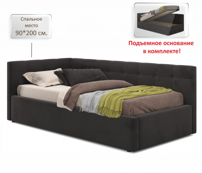 Купить односпальная кровать-тахта bonna 900 темная с подъемным механизмом и матрасом гост | ZEPPELIN MOBILI