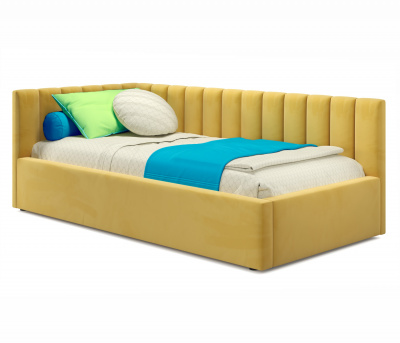 Купить мягкая кровать milena 900 желтая с ортопедическим основанием | МебельСТОК