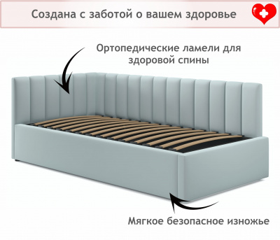 Купить мягкая кровать milena 900 мята пастель с подъемным механизмом | МебельСТОК