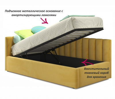 Купить мягкая кровать milena с бортиком 900 желтая с подъемным механизмом | МебельСТОК