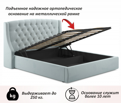 Купить мягкая кровать "stefani" 1800 мята пастель с подъемным механизмом | МебельСТОК