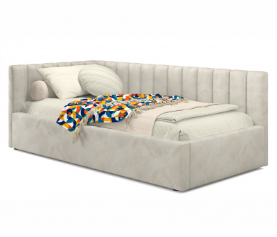 Купить мягкая кровать milena 900 кожа кремовый с подъемным механизмом | МебельСТОК