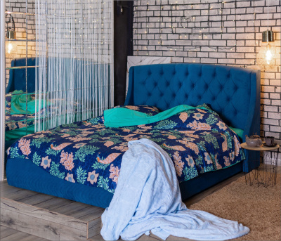 Купить мягкая кровать "stefani" 1400 синяя с подъемным механизмом с орт.матрасом promo b cocos | ZEPPELIN MOBILI
